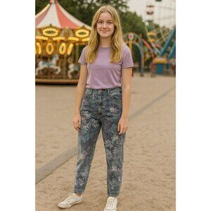 Vintage Match Double Knee Floral Jeans Size 6